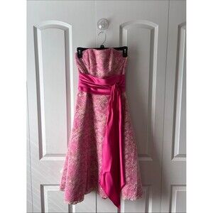 Raylia Designs Pink Lace Strapless Party Dress with Sash Size 6 New with Tags